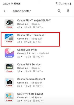 tìm app canon print business